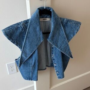 Kikokoto Denim Vest with Wide Collar